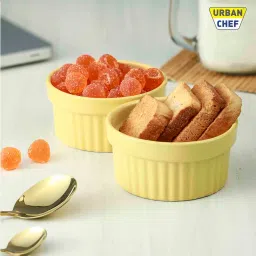urban chef Ceramic Yellow 225 ML Serving Bowl Set of 2 image 3