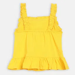 Blue Giraffe Girls Yellow Embroidered A-line Top image 2