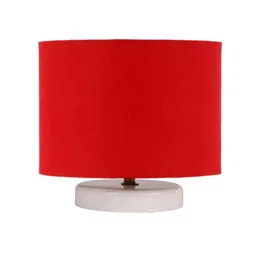 new era Red Cotton table lamp with White wood base2 image 2