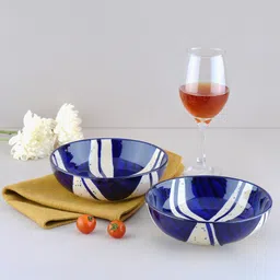 blackcarrot (Set Of 2) Blue Splash Snack Bowl (Black & White) image 3