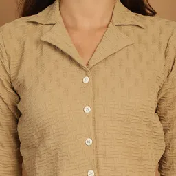 Indian Needle Self design Lapel Neck Top With Flared Trouser image 5