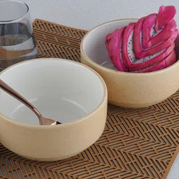 blackcarrot (Set Of 2) Beige & White Stoneware Snack Bowl image 3