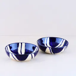 blackcarrot (Set Of 2) Blue Splash Snack Bowl (Black & White) image 4