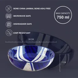 blackcarrot (Set Of 2) Blue Splash Snack Bowl (Black & White) image 5
