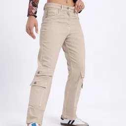 glitchez Women Mid-Rise Pure Cotton Cargo-Style Regular Fit Jeans-image-91