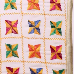 WEAVERS VILLA White & Yellow Embroidered Dupatta image 2