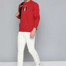 HRX by Hrithik Roshan Men Red Brand Logo Printed Sweatshirt image 2