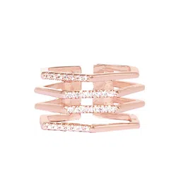 JOKER & WITCH Rose Gold-Toned & White Stone-Studded Lisa Finger Ring image 2