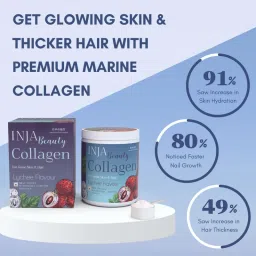 INJA Beauty Collagen for Skin- Hair & Nails- with Vit C- Glutathione- Biotin - Lychee Flavour image 2