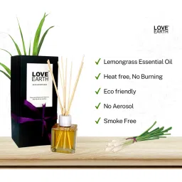 Love Earth Premium Reed Diffuser Lemongrass Scent Toxin-Free Long-Lasting Fragrance image 2