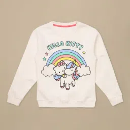 Kidsville Girls Off White Printed Sweatshirt image 4