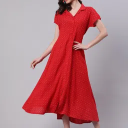 Viharini Floral Printed Shirt Collar Midi Dress-picture-16