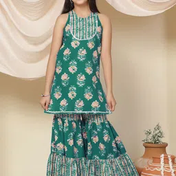 FASHION DREAM Girls Floral Printed Regular Kurta with Sharara-image-85