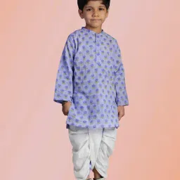 Tippy Top Kids Purple & White Floral Print Full Sleeves Kurta with Dhoti-picture-11