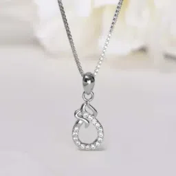 Zavya 925 Silver Embraced Eternal Sparkle Rhodium Plated Pendant with Chain for Women-picture-46