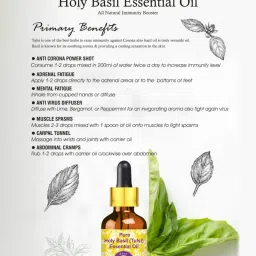 Deve Herbes Pure Holy Basil Essential Oil with Glass Dropper - 2 ml image 4