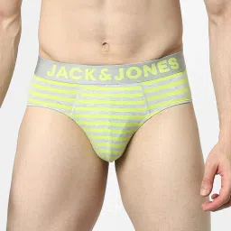 Jack & Jones Lime Punch Striped Briefs image 1
