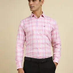 Allen Solly Pink Cotton Slim Fit Checks Shirt-picture-20