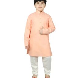 SG Yuvraj Kids Peach & White Solid Kurta with Pyjamas-picture-24