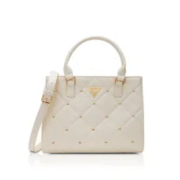 LAVIE Signature White Quilted Satchel Handbag image 2