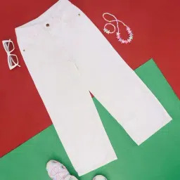 Pantaloons Junior White Cotton Regular Fit Trousers-picture-37