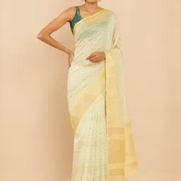 Soch Yellow Silk Printed Saree With Unstitched Blouse-image-68