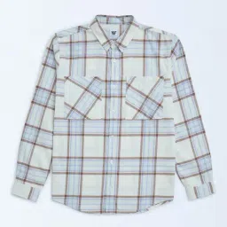 Y&F Kids by Westside Off-White Checks Patterned Cotton Shirt-image-34