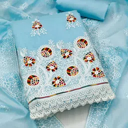 SAINOOR Floral Embroidered Chanderi Cotton Unstitched Dress Material-picture-25