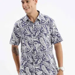 showoffff Showoff Blue Cotton Slim Fit Floral Print Shirt-picture-23