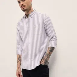 The Bear House Grey Slim Fit Stripes Shirt-picture-14