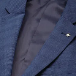 Louis Philippe Men Blue Checked Slim Fit Single-Breasted Formal Suit image 3