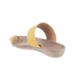 Mochi Women Yellow Colourblocked One Toe Flats image 2