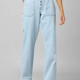 Only Light Blue Straight Fit Heavily Washed Jeans image 1