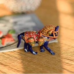 eCraftIndia Colorful Meenakari Horse Figurine image 1