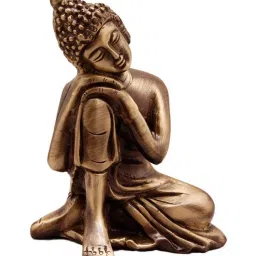 eCraftIndia Metal Resting Buddha on Knee image 3