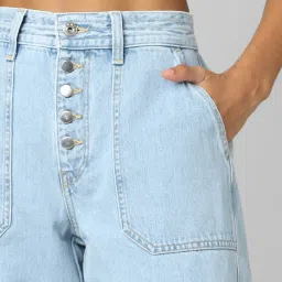 Only Light Blue Straight Fit Heavily Washed Jeans image 5