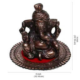 eCraftIndia Metal Phagdi Lord Ganesha on Round Base - Brown image 4