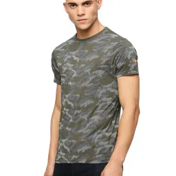 Pepe Jeans Olive Slim Fit Camo Print Cotton Crew T-Shirt image 3