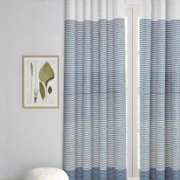 Fabindia Home Tejal Blue & White Cotton 9 ft Long Door Curtain-picture-5