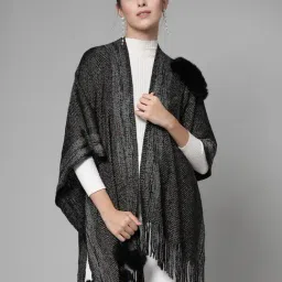 Mafadeny Black Textured Poncho-image-39
