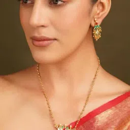 Jaypore Gold Dangler Necklace & Earring Set-image-70