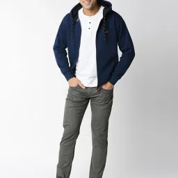 Dragon Hill Indigo Full Sleeves Hooded Sweatshirt image 5