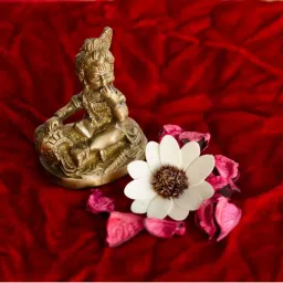 eCraftIndia Antique Finish Brass Laddu Gopal eating Makhan image 3