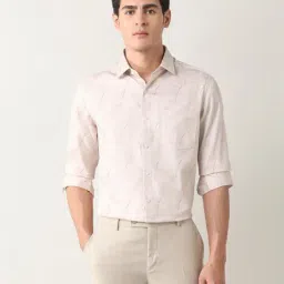 Arrow Pink Cotton Slim Fit Printed Shirt-image-77