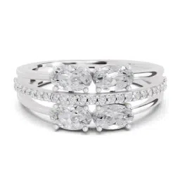 Sparkles 14K (585) White Gold Lab Grown Diamond 1.36 Ct Quadra Oval Ring-picture-20