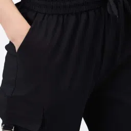 SPYKAR Black Solid Cargos image 5