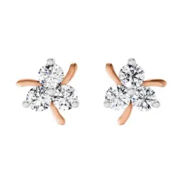 Sparkles Rose Gold Lab Grown Diamond 14KT 0.57ct 3 Stone Flower Earring For Women-picture-10