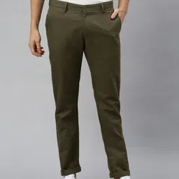 Blackberrys Men Olive Green B-95 Tapered Fit Solid Chinos-picture-28