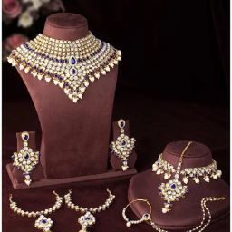 Peora Golden Blue Kundan Set for Women-picture-35