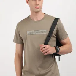 Calvin Klein Grey Cotton Regular Fit Logo Printed T-Shirt image 5
